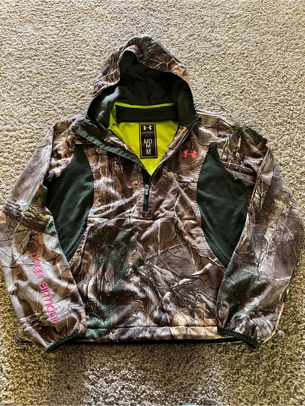 Under Armour Realtree Camo Half-Zip Hooded Pullover - Brown/Green/Black